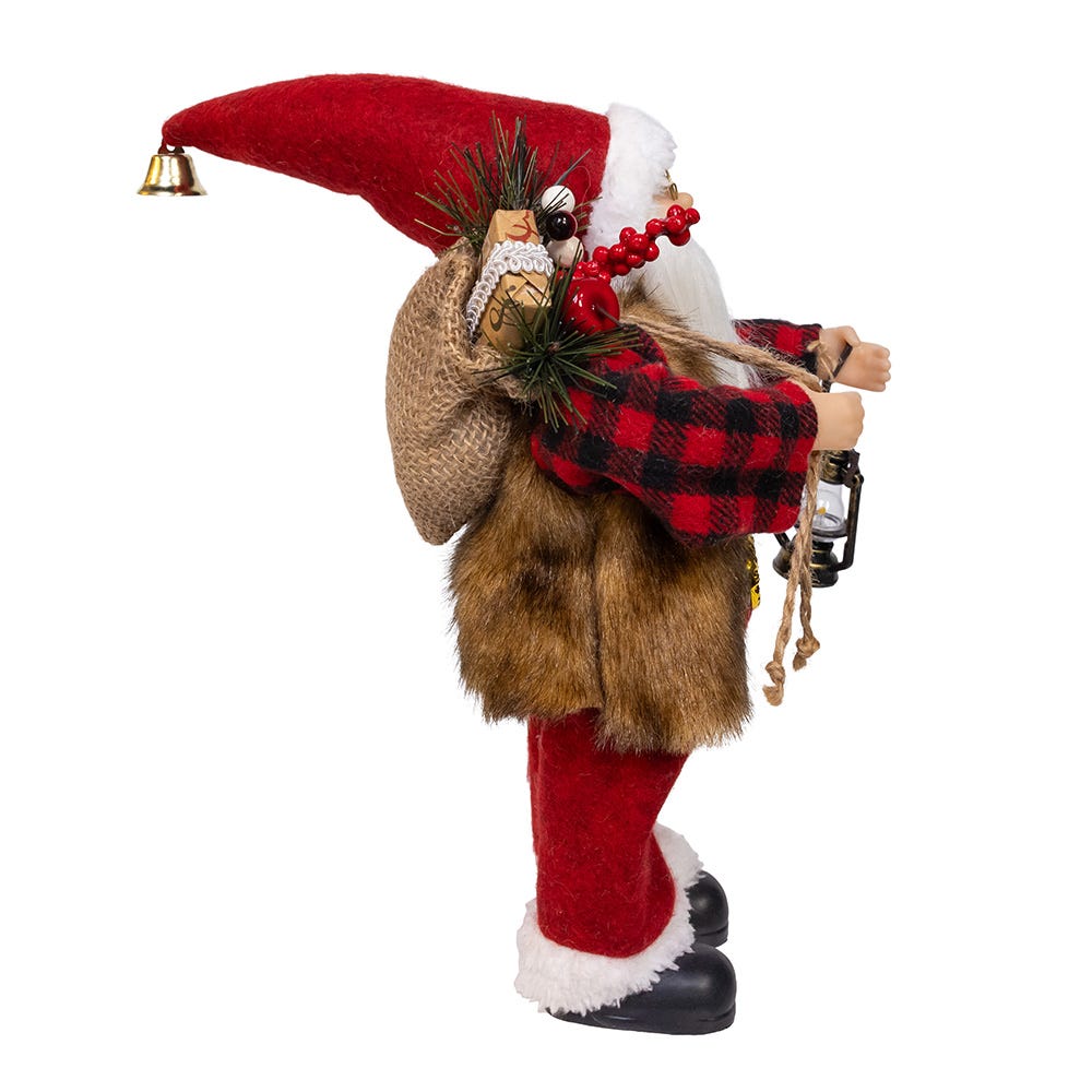 Shop For Kurt Adler 12 - Inch Standing Christmas Santa with Plaid Shirt, Sack and Lantern