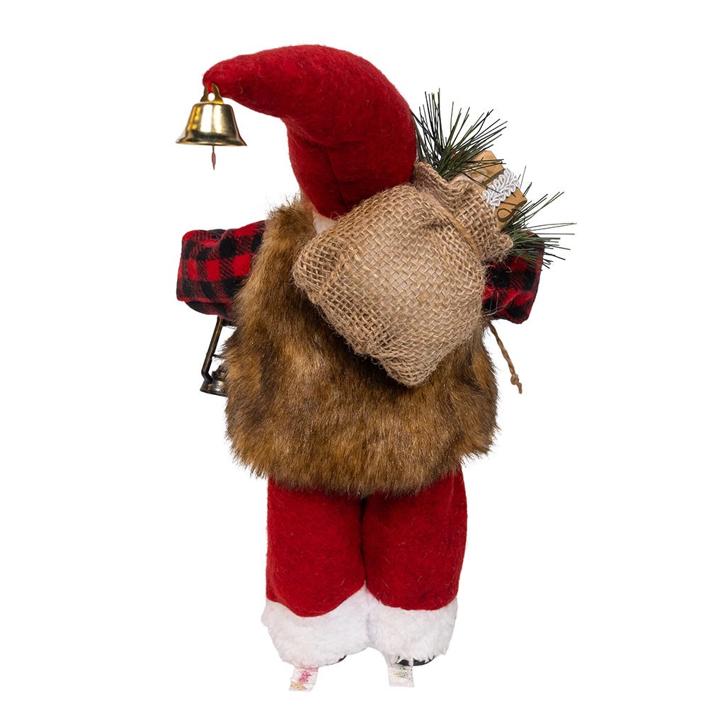 Shop For Kurt Adler 12 - Inch Standing Christmas Santa with Plaid Shirt, Sack and Lantern