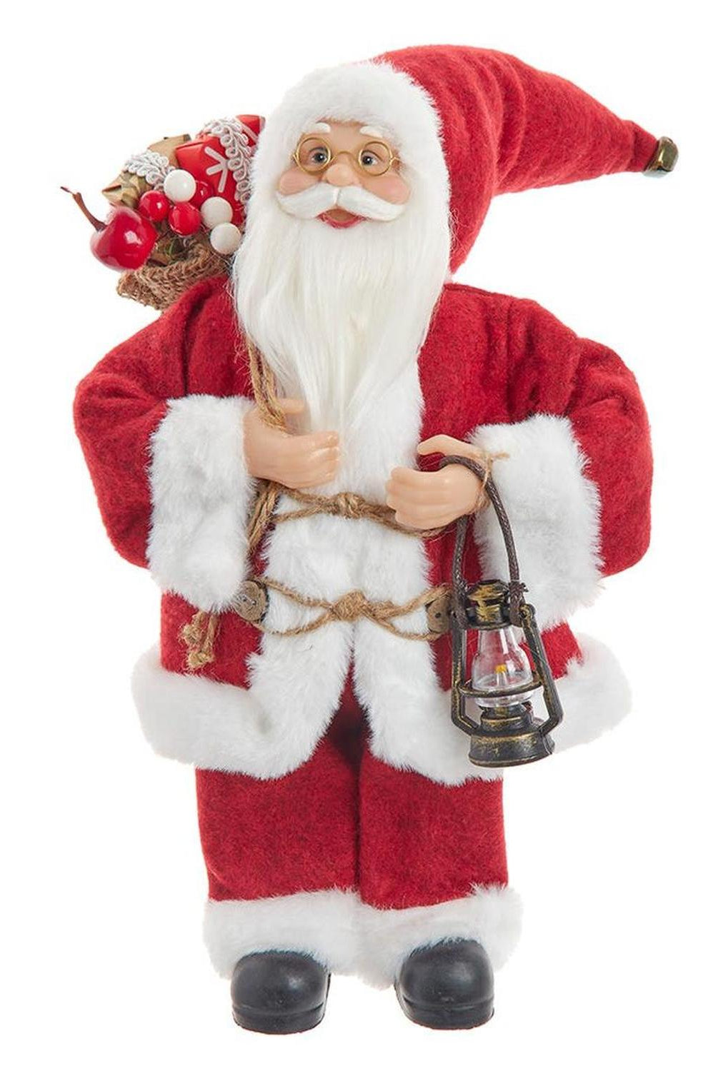 Kurt Adler 12-Inch Standing Christmas Santa with Sack and Lantern