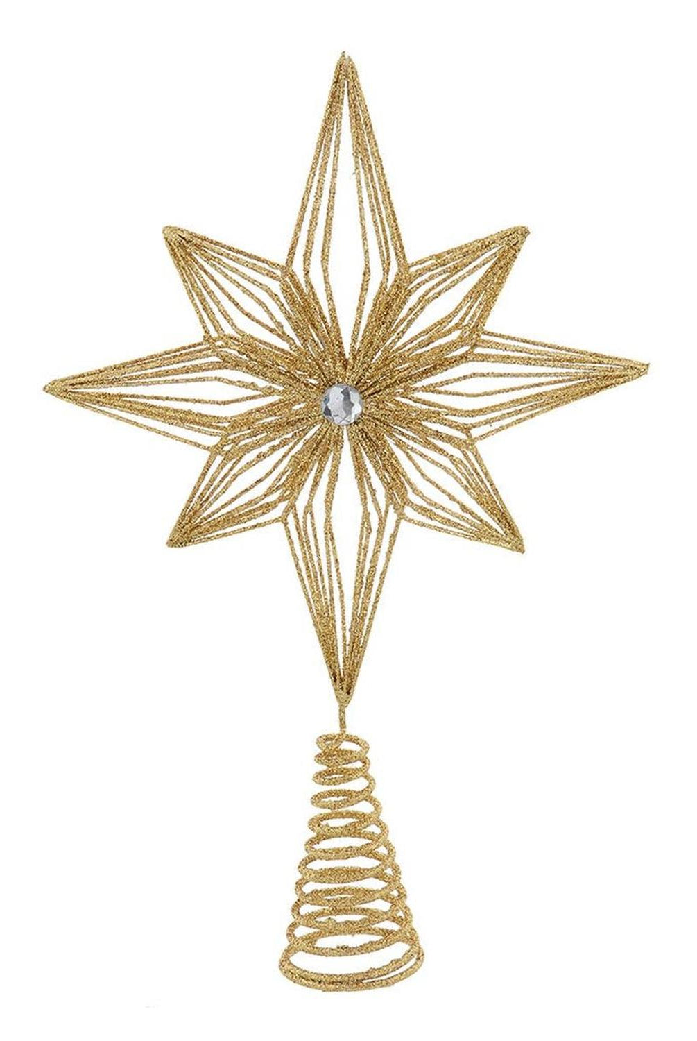 Shop For Kurt Adler 12 - Inch Unlit Gold Glittered 6 - Point Star Tree Topper