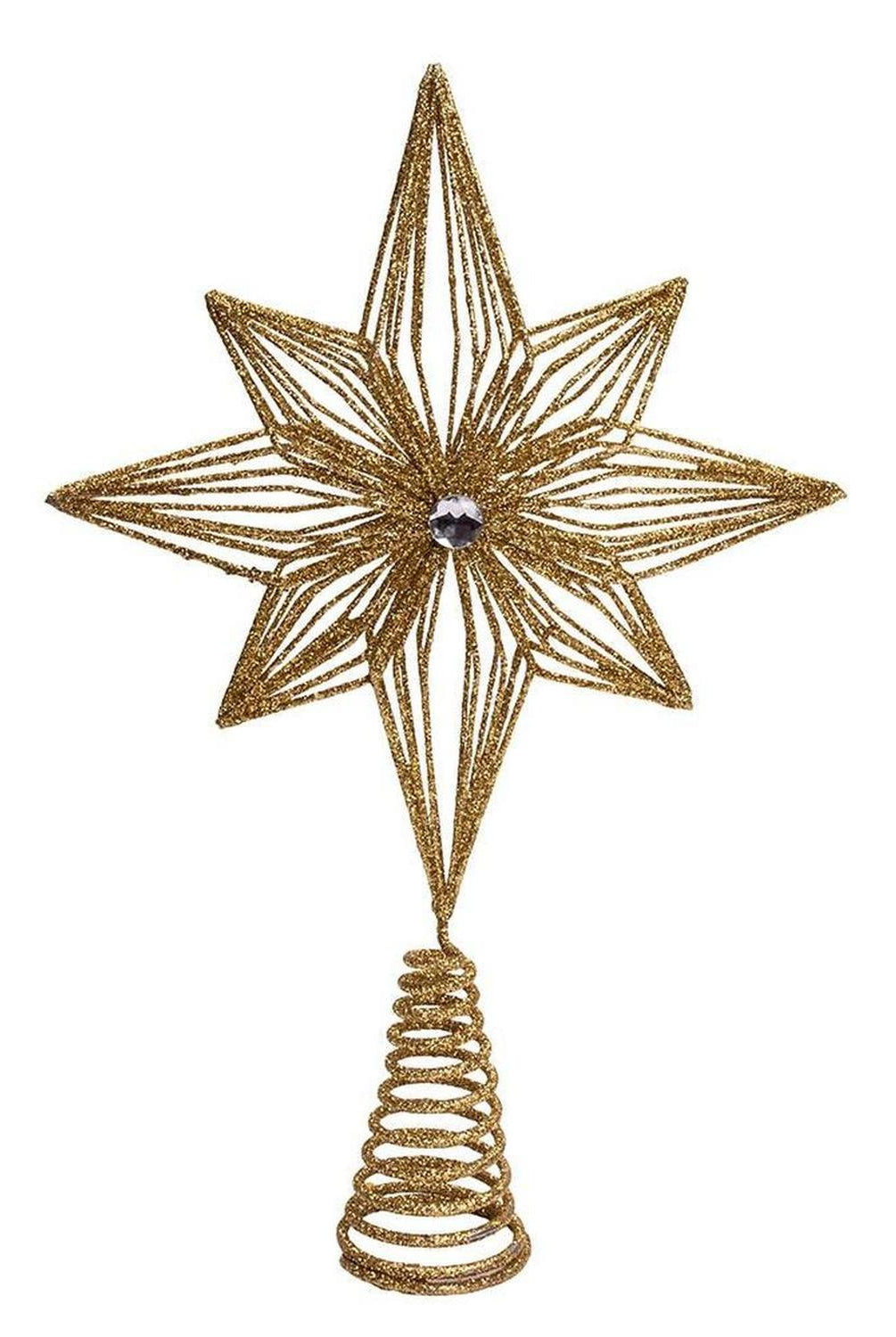 Shop For Kurt Adler 12 - Inch Unlit Gold Glittered 6 - Point Star Tree Topper