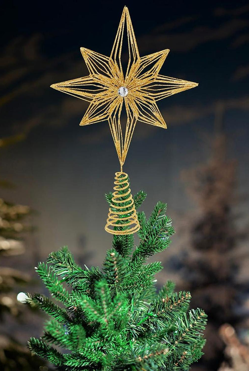 Shop For Kurt Adler 12 - Inch Unlit Gold Glittered 6 - Point Star Tree Topper