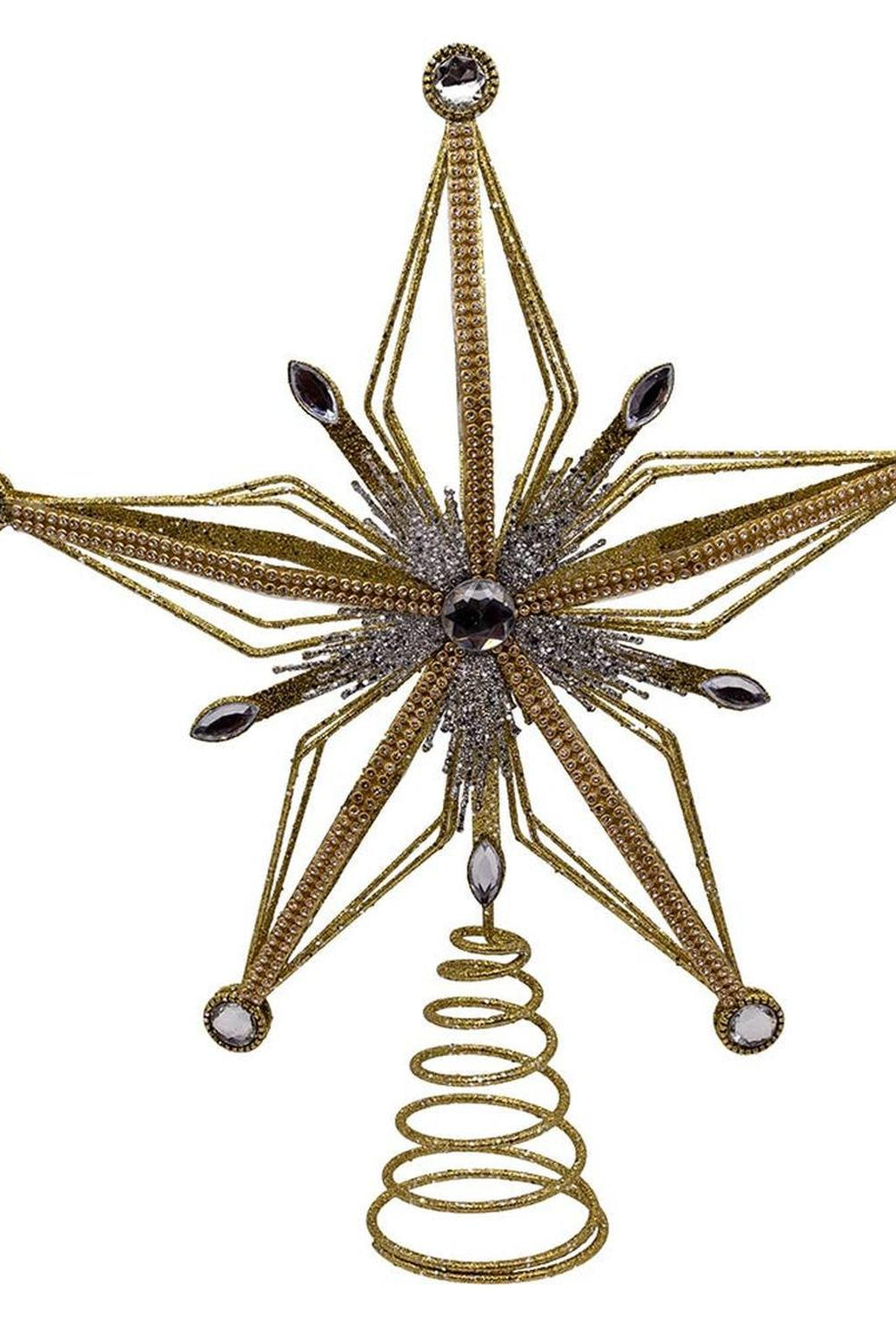 Kurt Adler 12.5-Inch Gold and Silver Star Tree Topper
