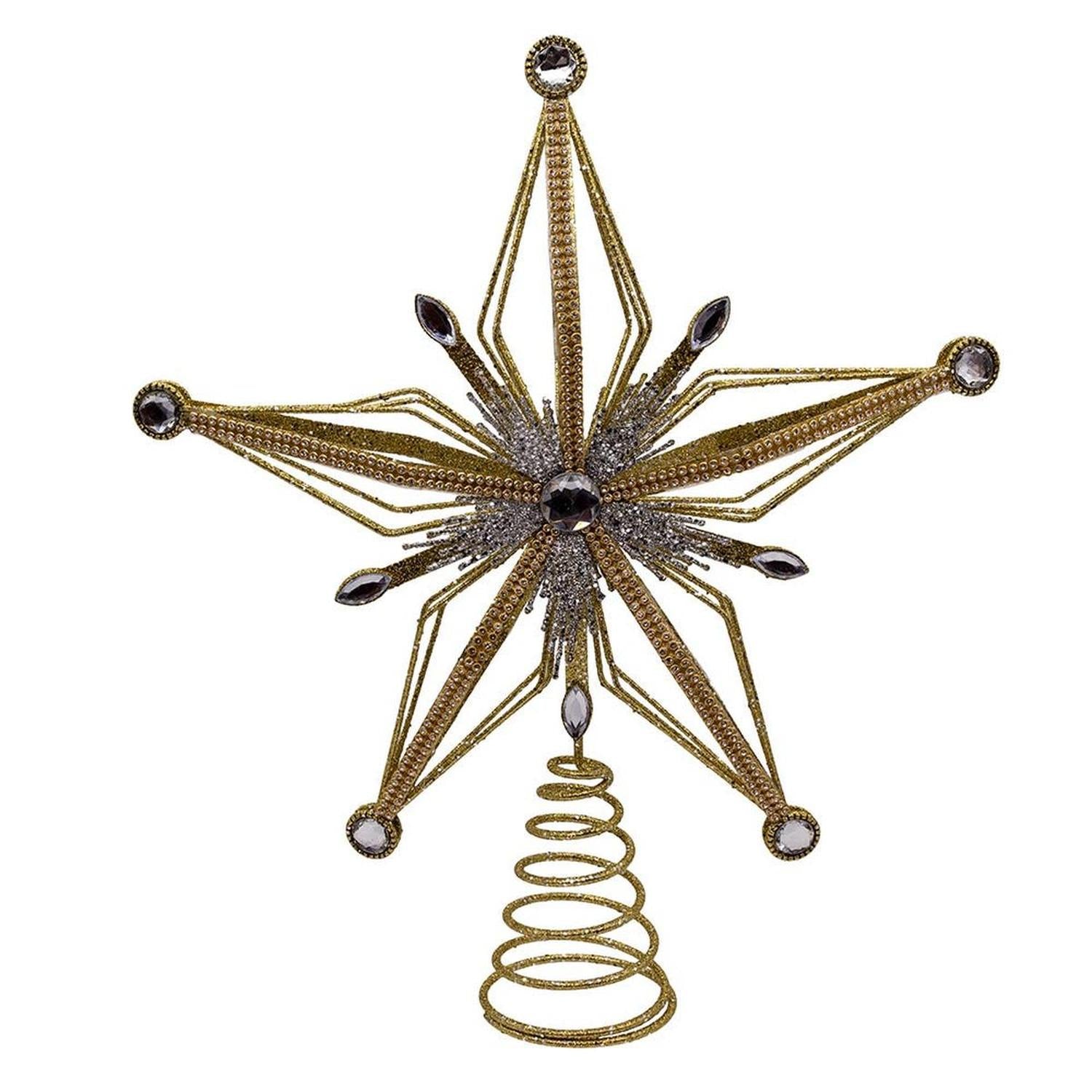 Shop For Kurt Adler 12.5 - Inch Gold and Silver Star Tree Topper