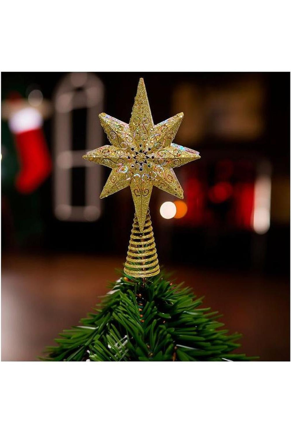 Kurt Adler 13.4 Inch Gold Glitter Polaris Projector Tree Topper