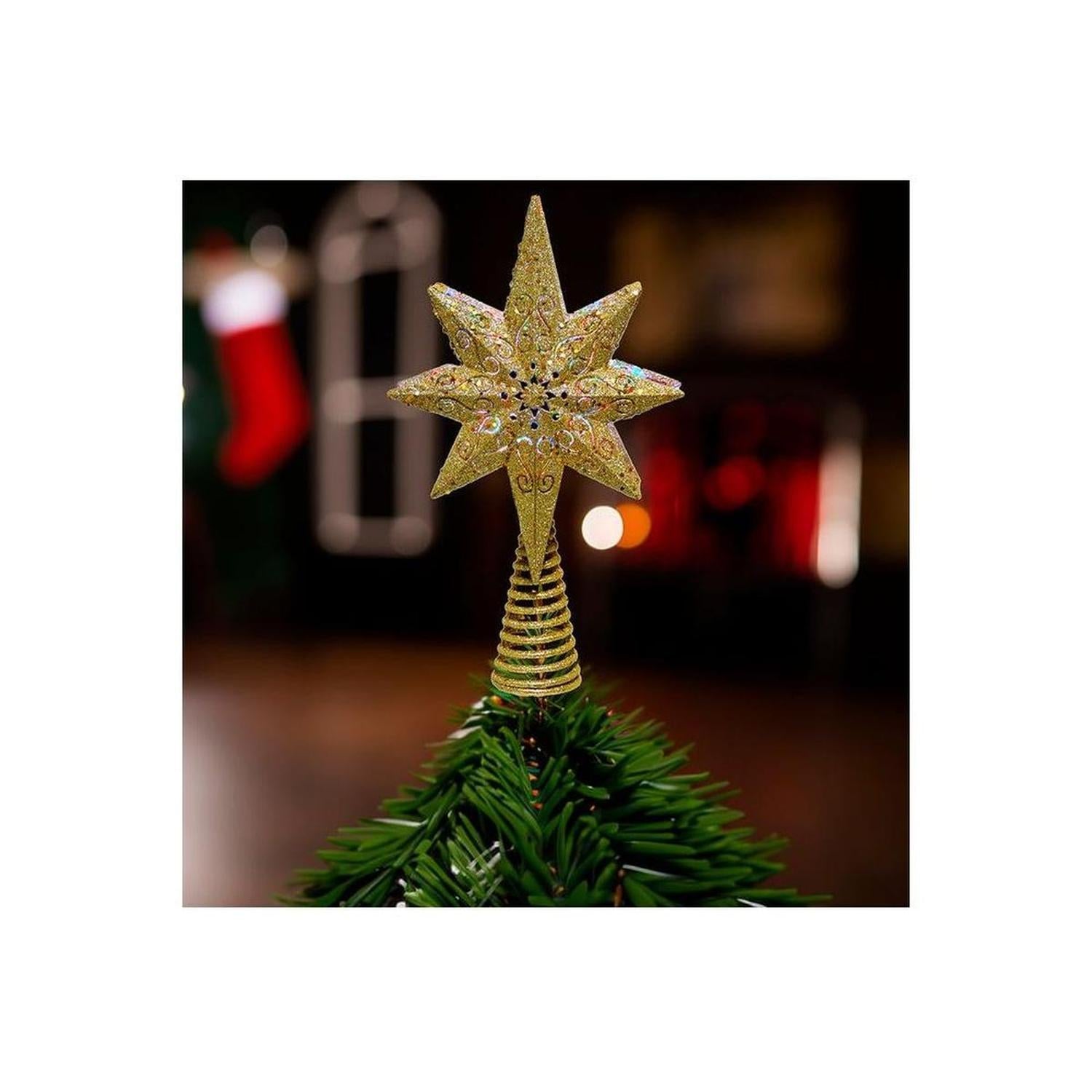 Shop For Kurt Adler 13.4 Inch Gold Glitter Polaris Projector Tree Topper