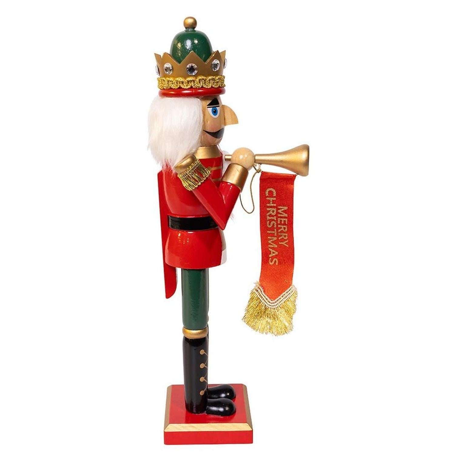 Kurt Adler 15-Inch Red and Green With Horn Nutcracker