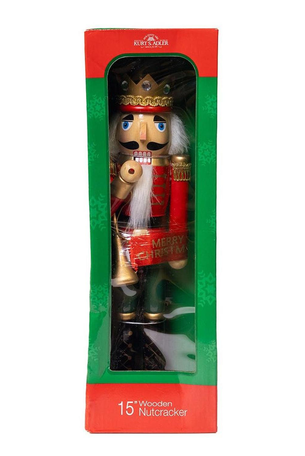 Kurt Adler 15-Inch Red and Green With Horn Nutcracker
