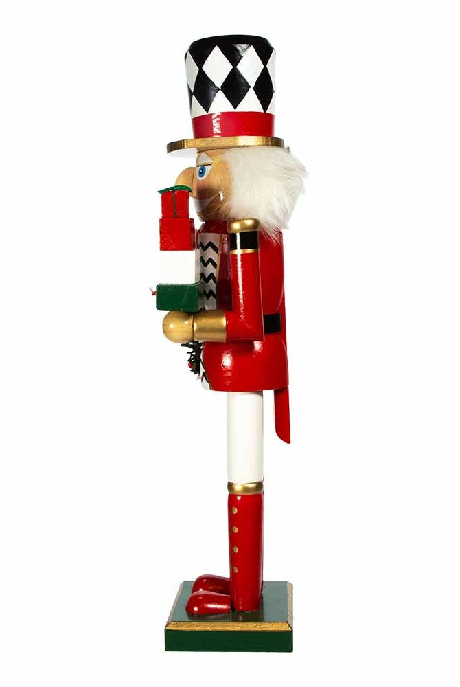 Shop For Kurt Adler 15 - Inch Red, White and Black Nutcracker with Gift Box and Wreath