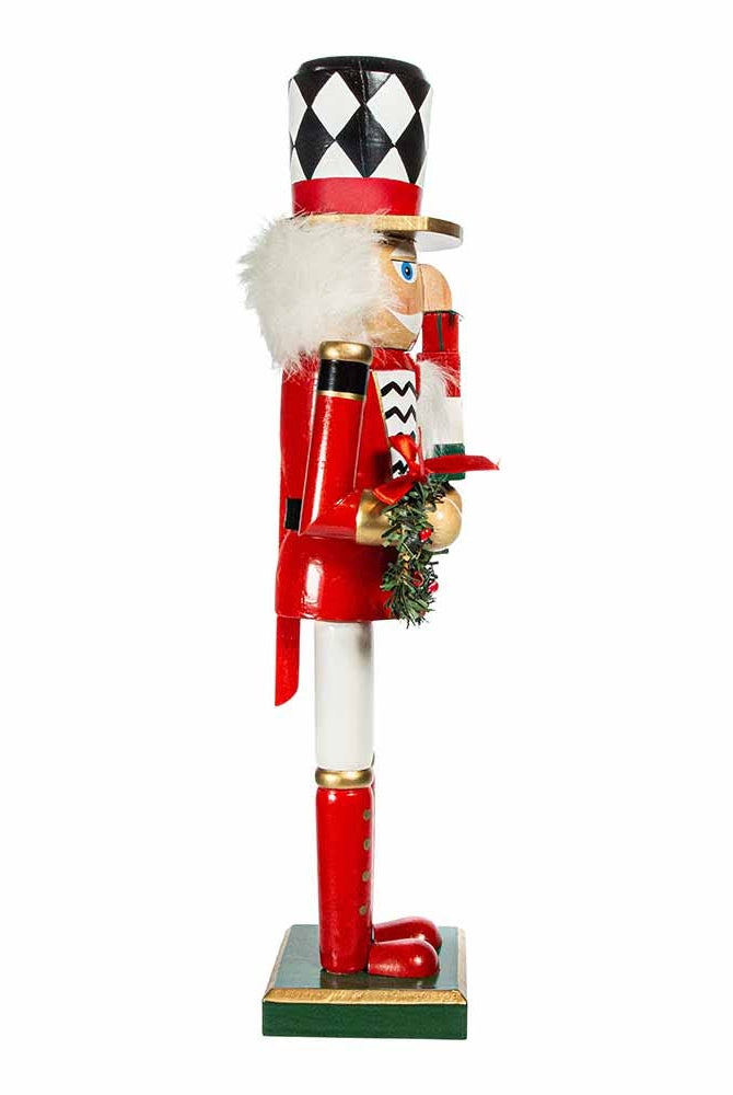 Shop For Kurt Adler 15 - Inch Red, White and Black Nutcracker with Gift Box and Wreath