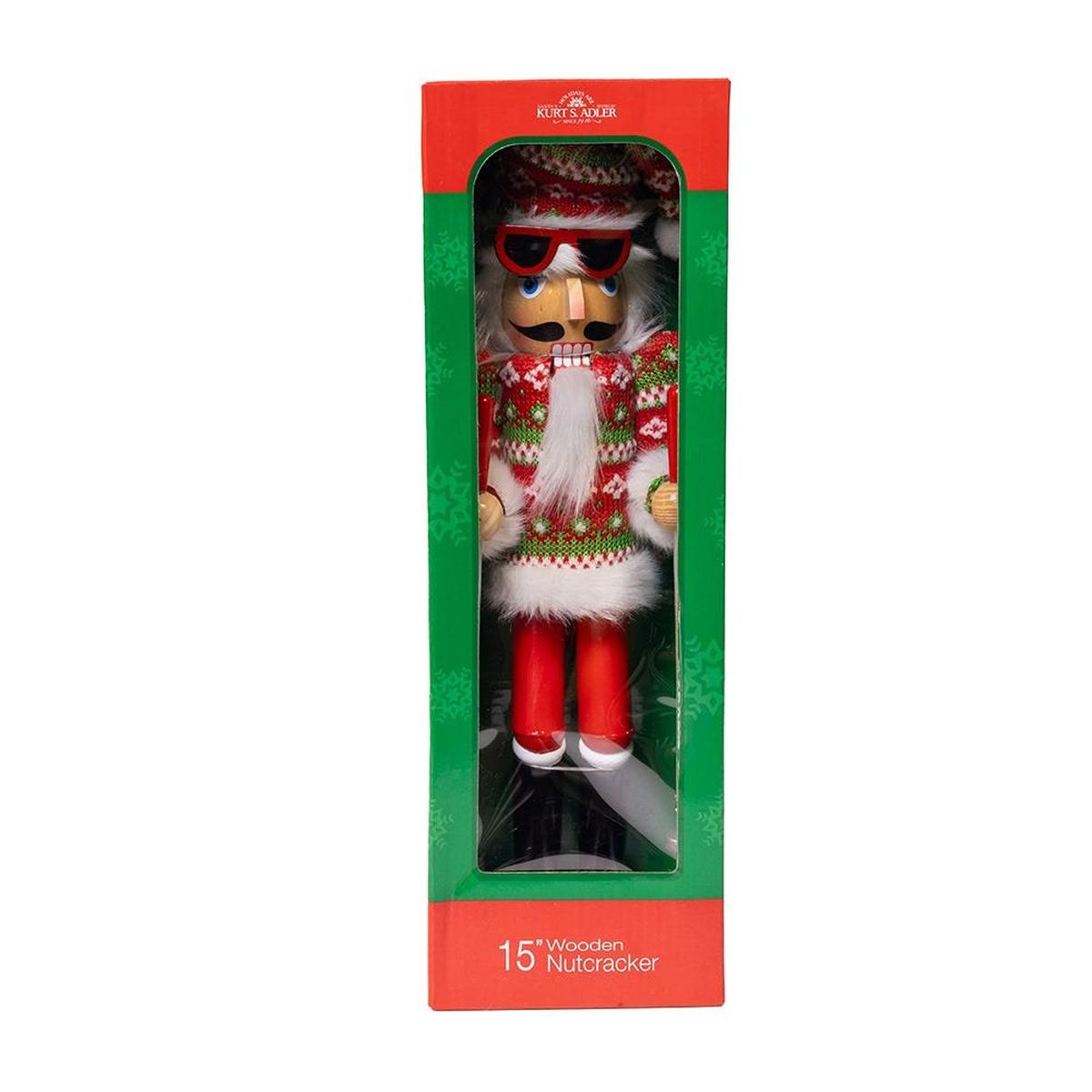 Shop For Kurt Adler 15 - Inch Ski Santa With Christmas Sweater Nutcracker