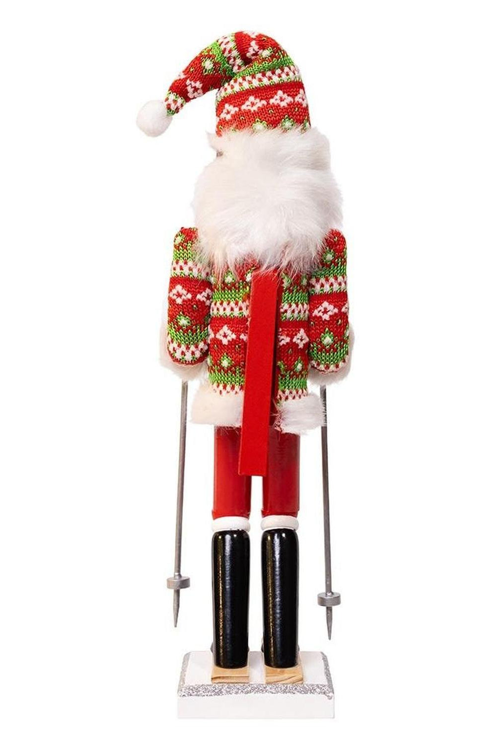 Kurt Adler 15-Inch Ski Santa With Christmas Sweater Nutcracker