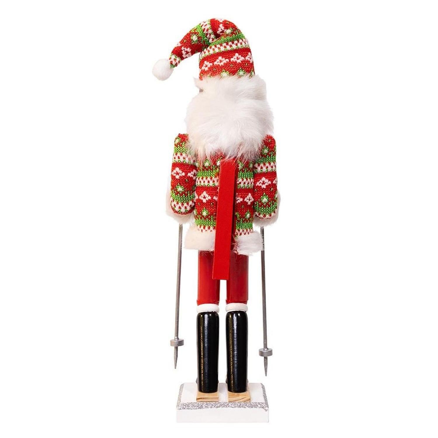 Kurt Adler 15-Inch Ski Santa With Christmas Sweater Nutcracker