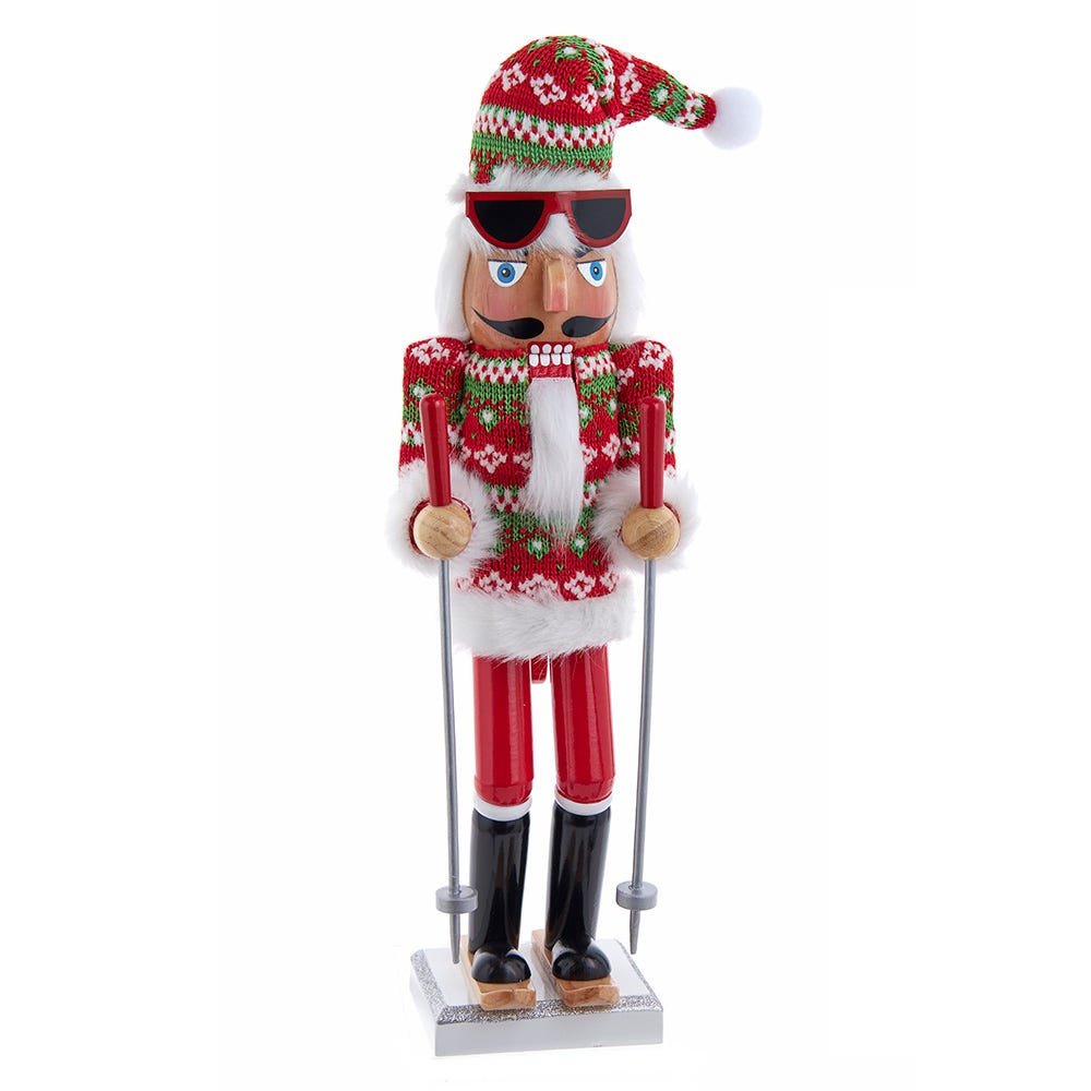 Shop For Kurt Adler 15 - Inch Ski Santa With Christmas Sweater Nutcracker