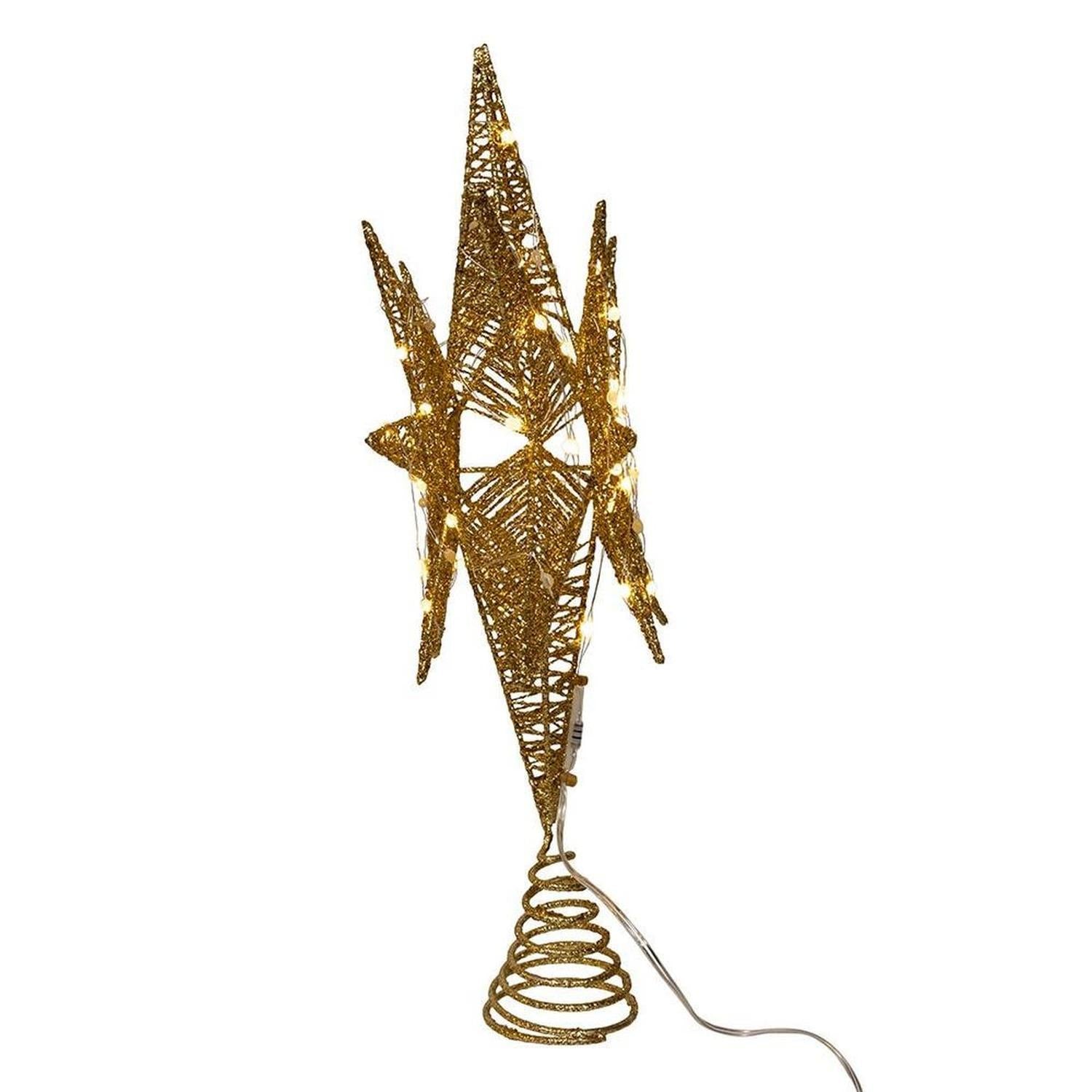 Shop For Kurt Adler 15 - Inch Twinkling LED Gold Tree Topper