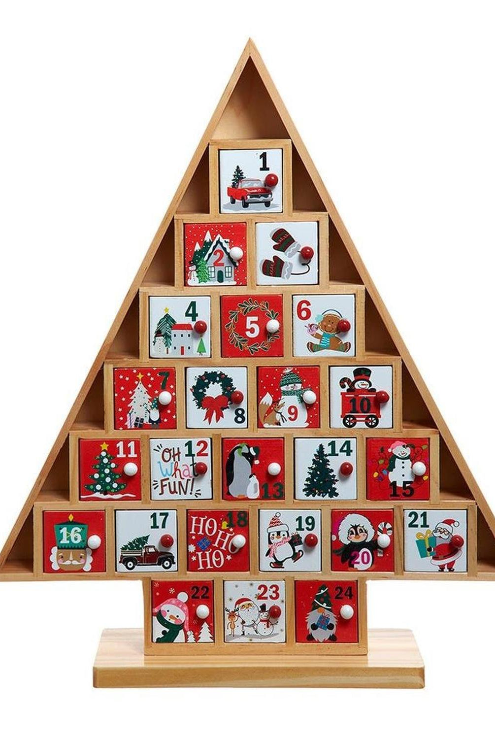 Kurt Adler 15-Inch Wooden Tree Advent Calendar