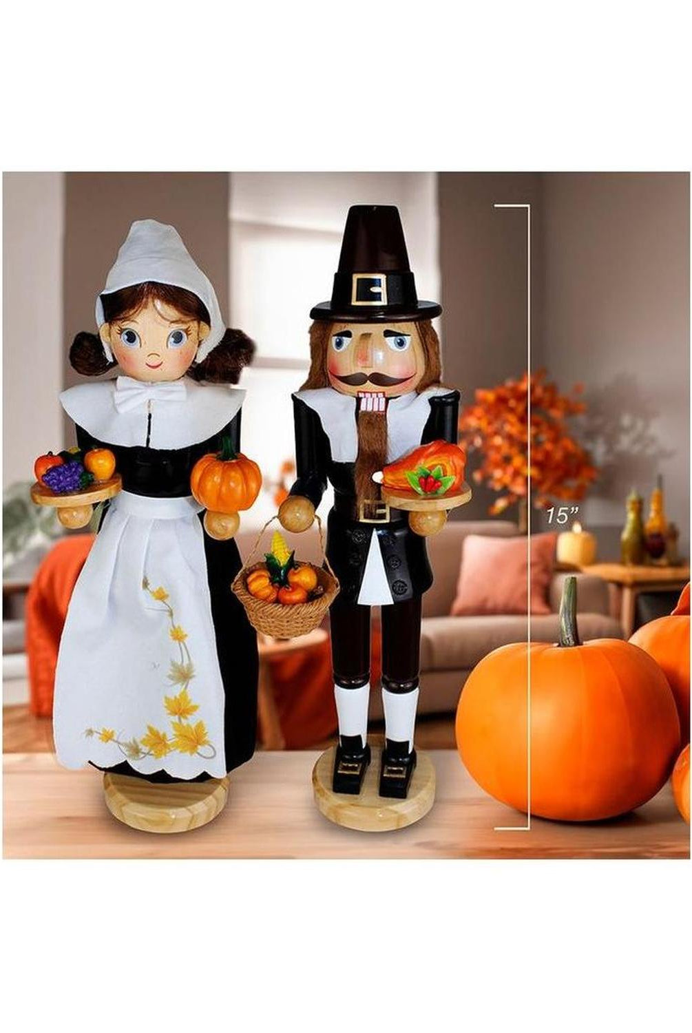 Kurt Adler 15" Pilgrim Nutcrackers 2-Piece Set