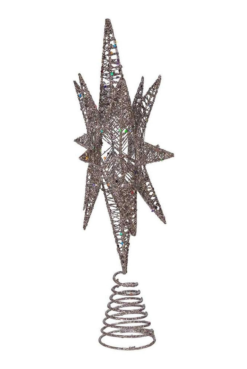 Kurt Adler 15.5-Inch Silver Glitter Wire 3D Star Treetop