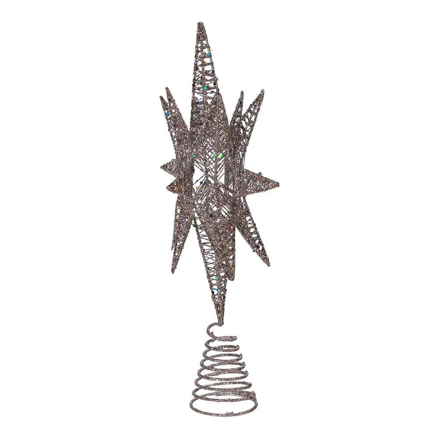 Shop For Kurt Adler 15.5 - Inch Silver Glitter Wire 3D Star Treetop
