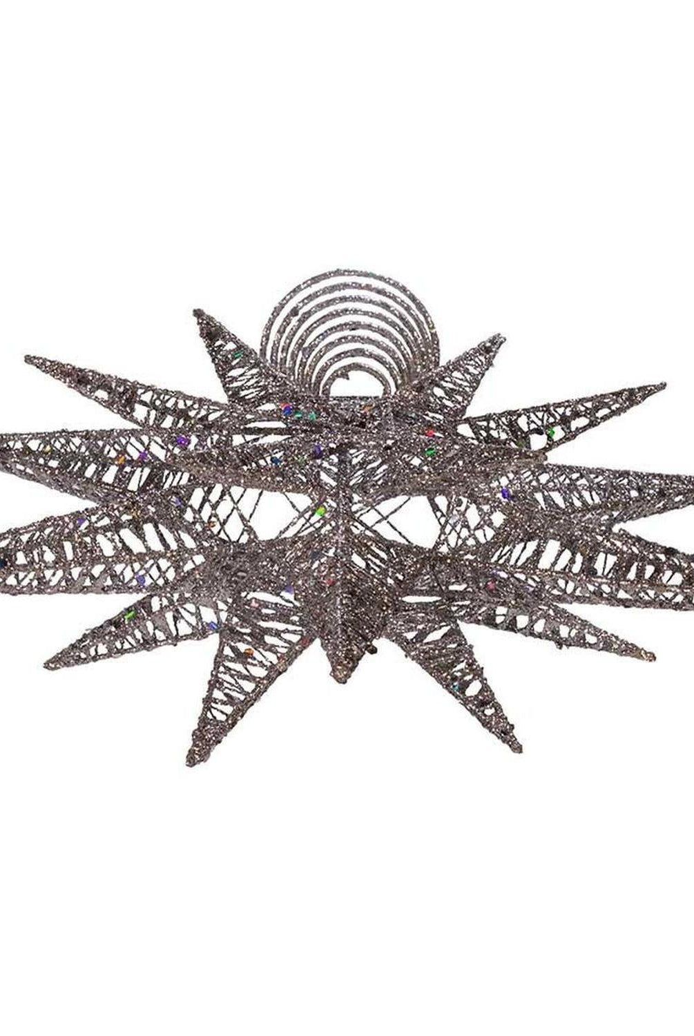 Kurt Adler 15.5-Inch Silver Glitter Wire 3D Star Treetop