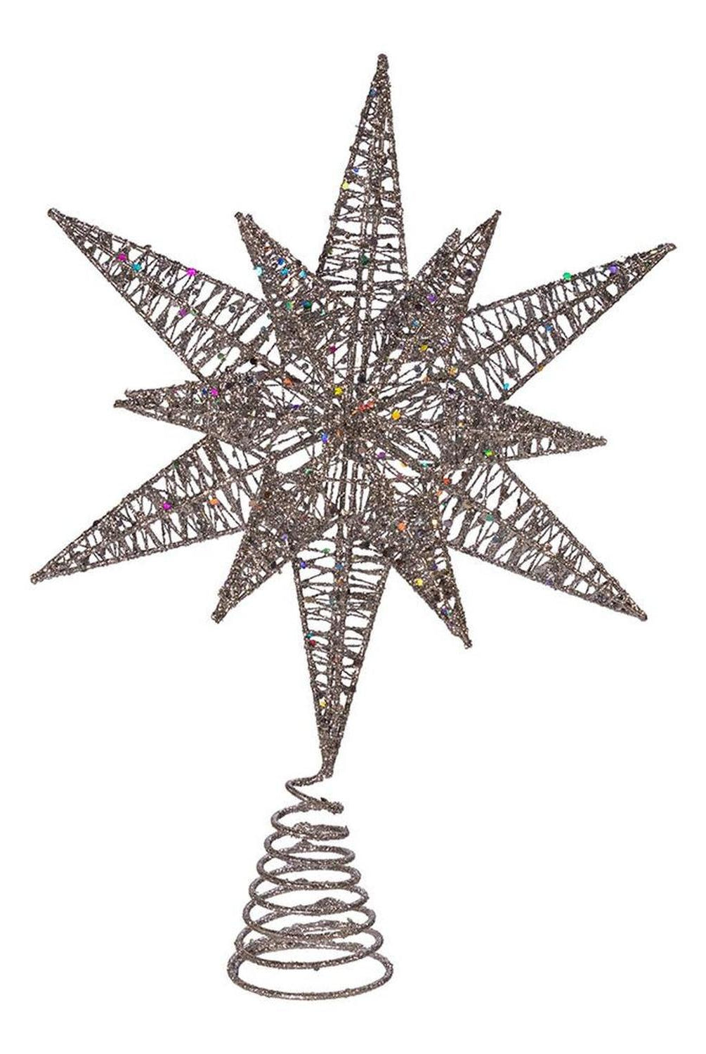 Kurt Adler 15.5-Inch Silver Glitter Wire 3D Star Treetop