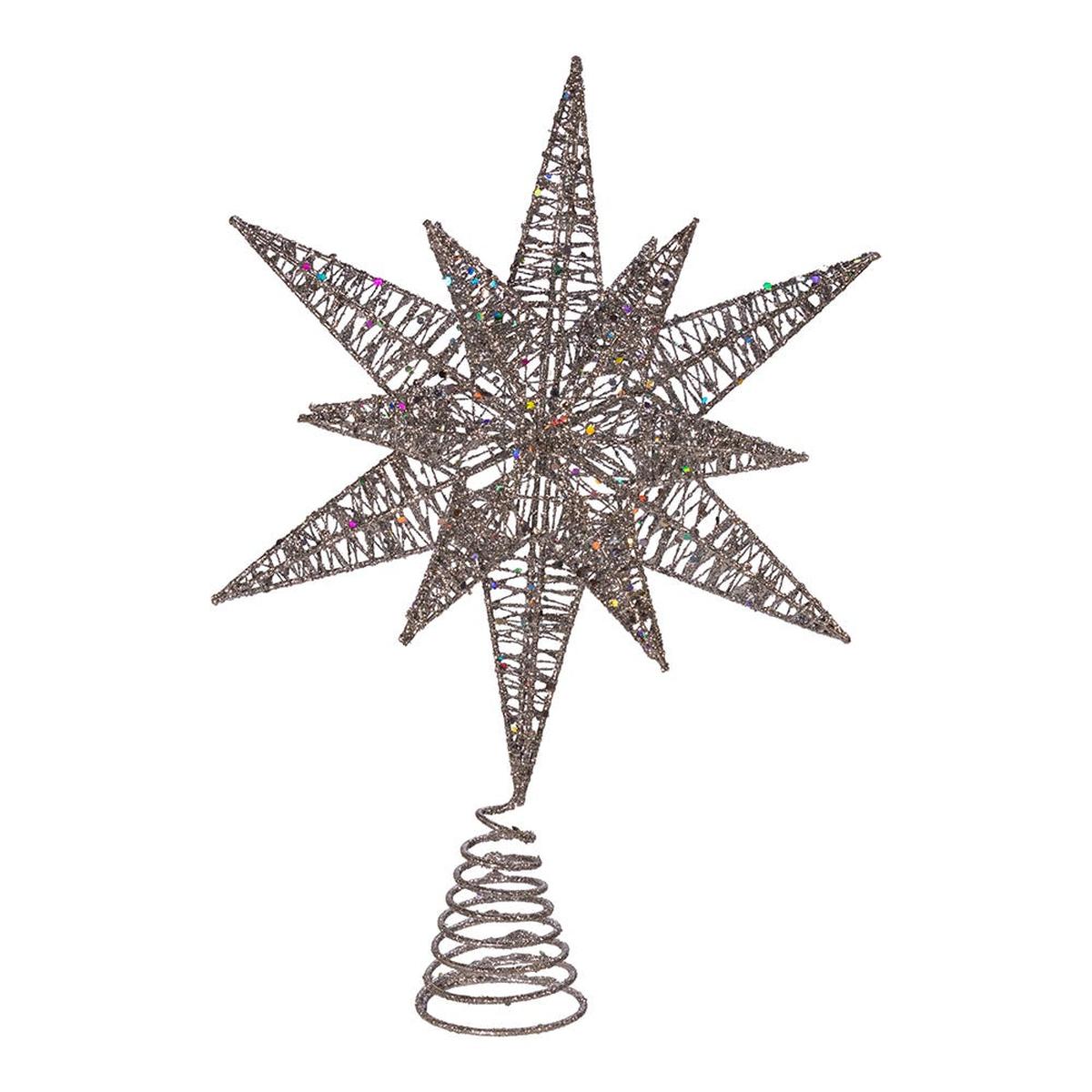 Shop For Kurt Adler 15.5 - Inch Silver Glitter Wire 3D Star Treetop