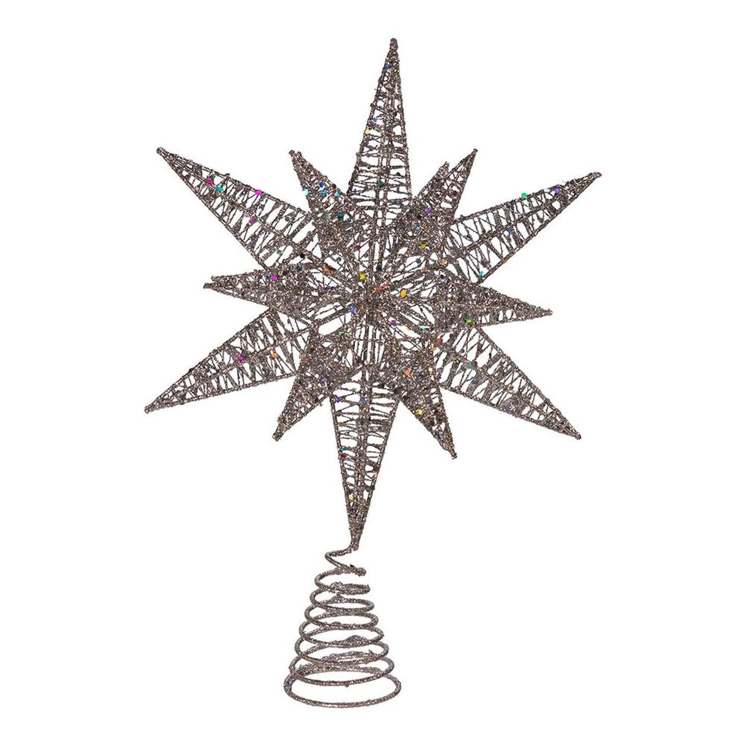 Shop For Kurt Adler 15.5 - Inch Silver Glitter Wire 3D Star Treetop