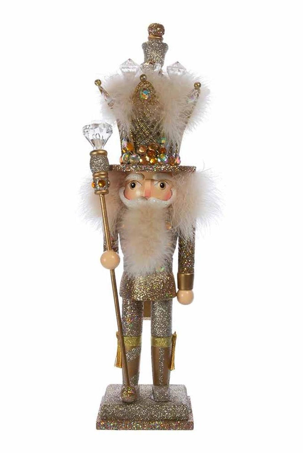 Kurt Adler 16-Inch Hollywood Platinum and Gold Glitter King Nutcracker