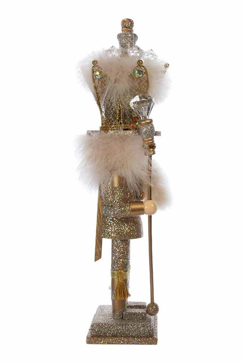 Kurt Adler 16-Inch Hollywood Platinum and Gold Glitter King Nutcracker