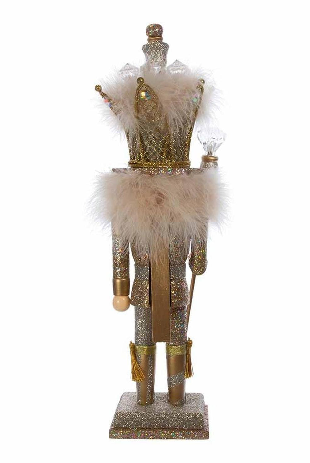 Kurt Adler 16-Inch Hollywood Platinum and Gold Glitter King Nutcracker