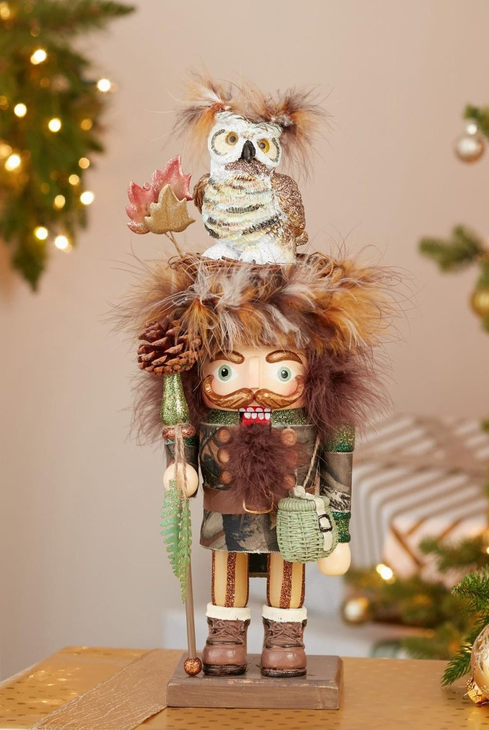 Kurt Adler 16-Inch Hollywood Woodsman Nutcracker with Owl Hat