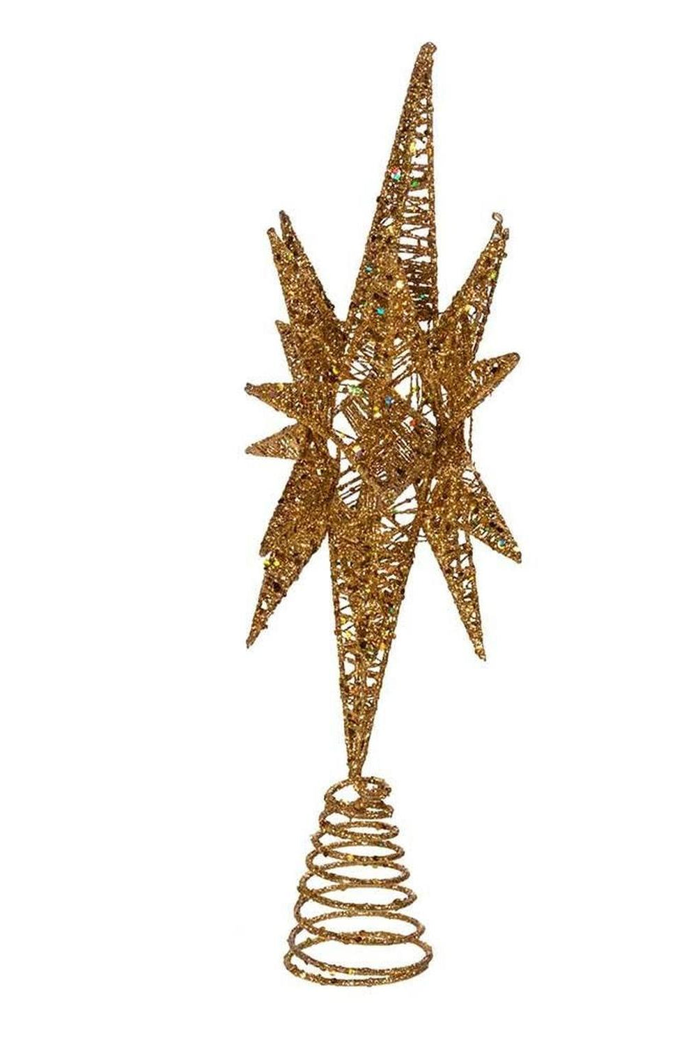 Kurt Adler 16.5-Inch Gold Glitter Wire 3D Star Treetop