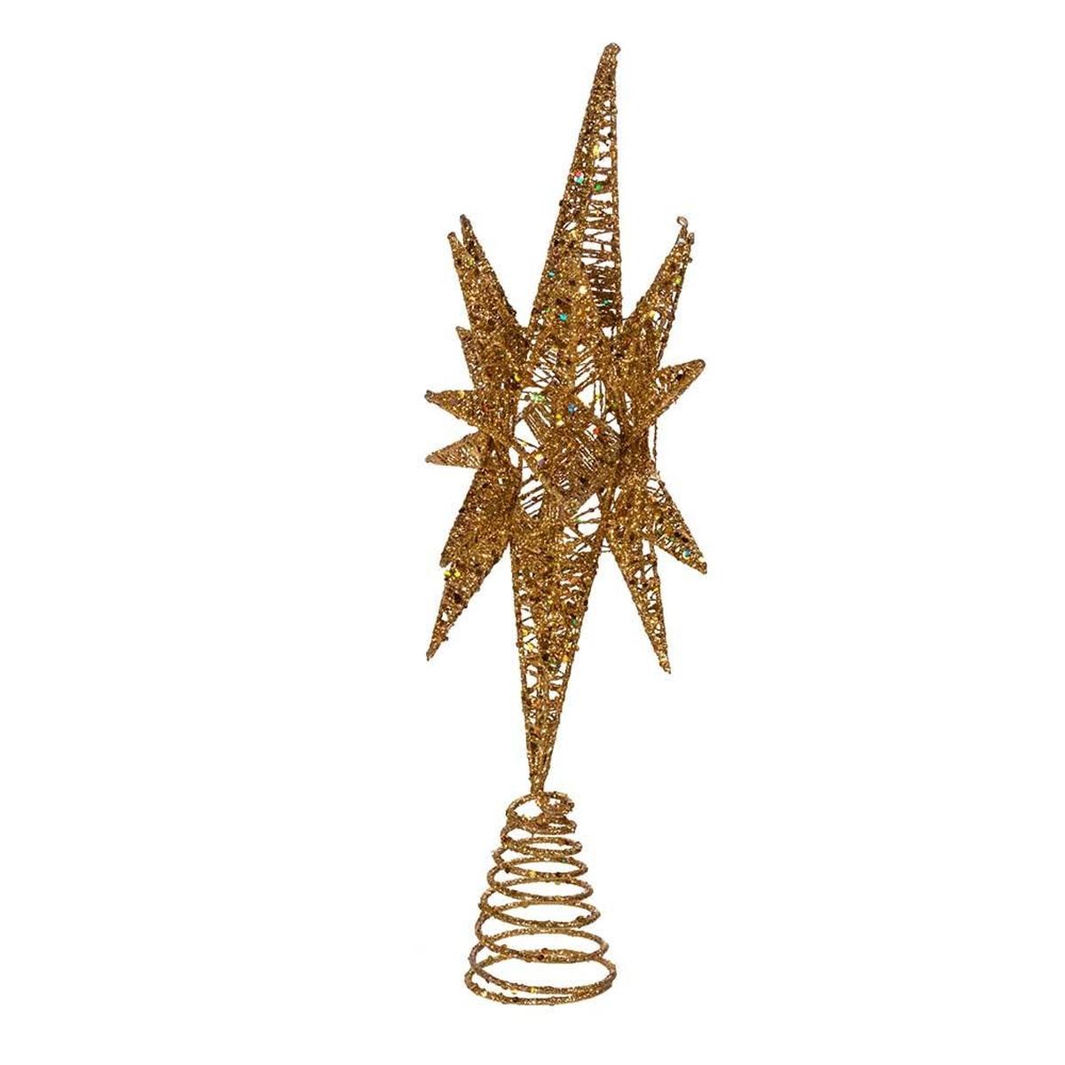 Shop For Kurt Adler 16.5 - Inch Gold Glitter Wire 3D Star Treetop