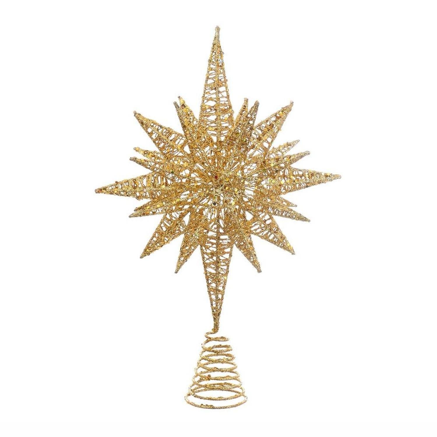 Shop For Kurt Adler 16.5 - Inch Gold Glitter Wire 3D Star Treetop