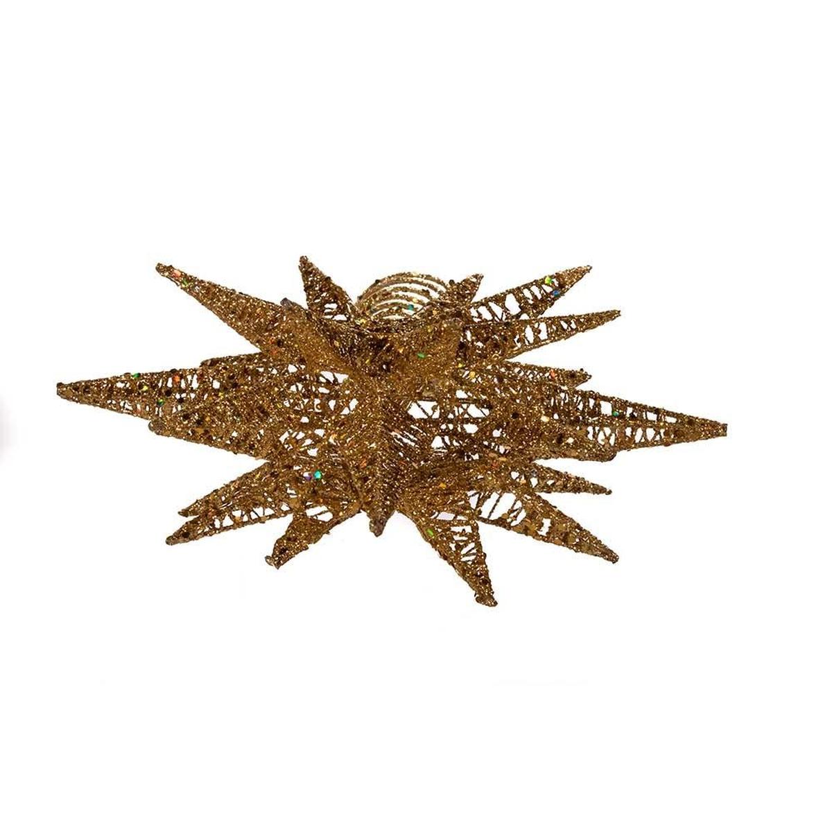 Shop For Kurt Adler 16.5 - Inch Gold Glitter Wire 3D Star Treetop