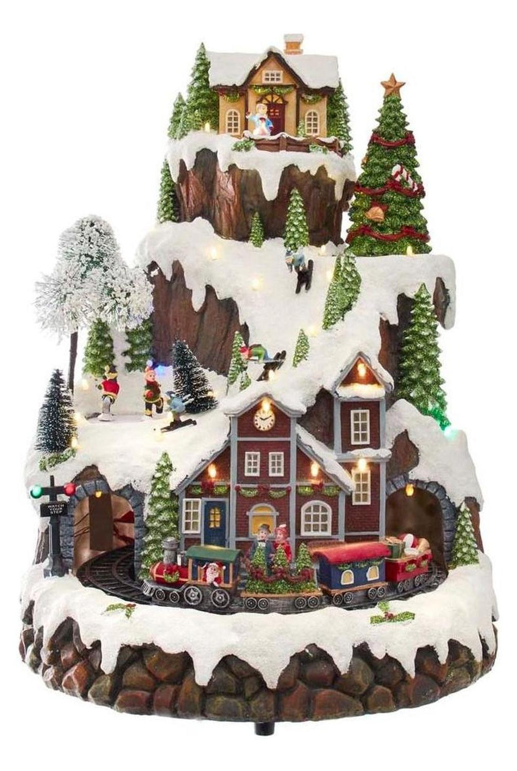 Kurt Adler 17-Inch Musical LED Village on Mountain Table Piece