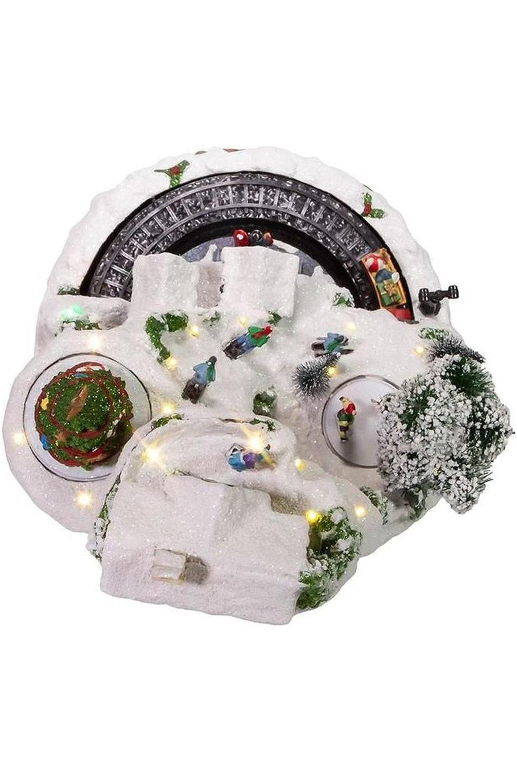 Kurt Adler 17-Inch Musical LED Village on Mountain Table Piece