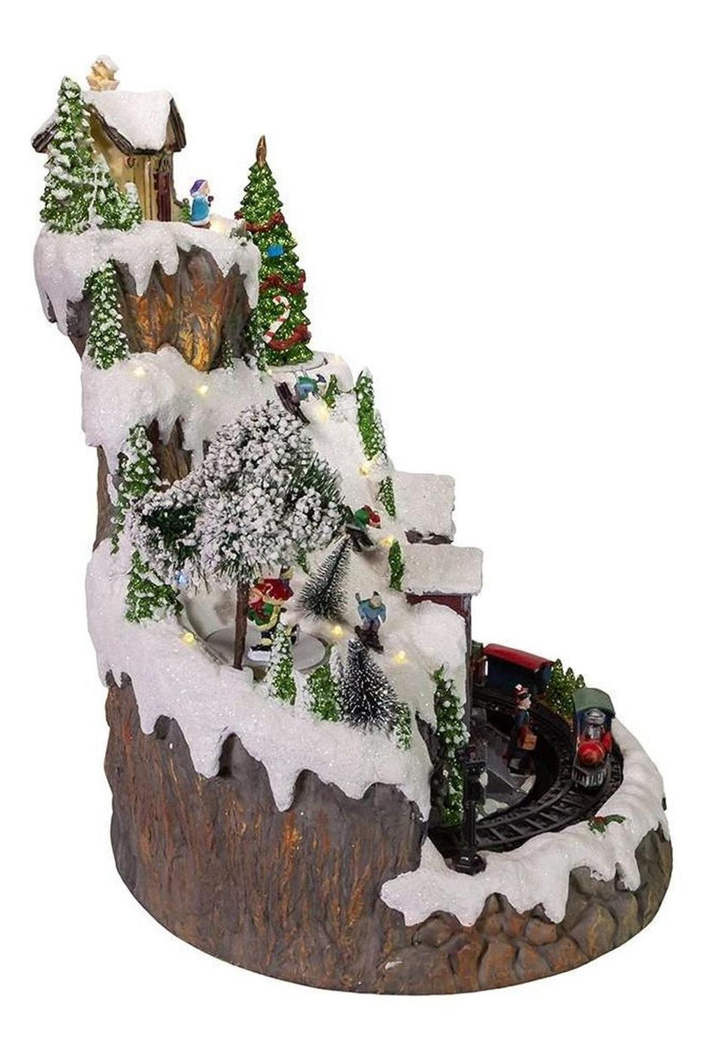 Kurt Adler 17-Inch Musical LED Village on Mountain Table Piece