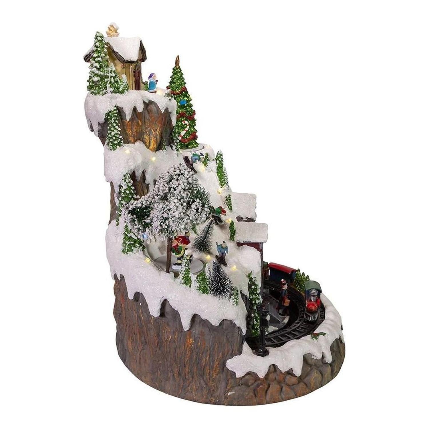 Kurt Adler 17-Inch Musical LED Village on Mountain Table Piece