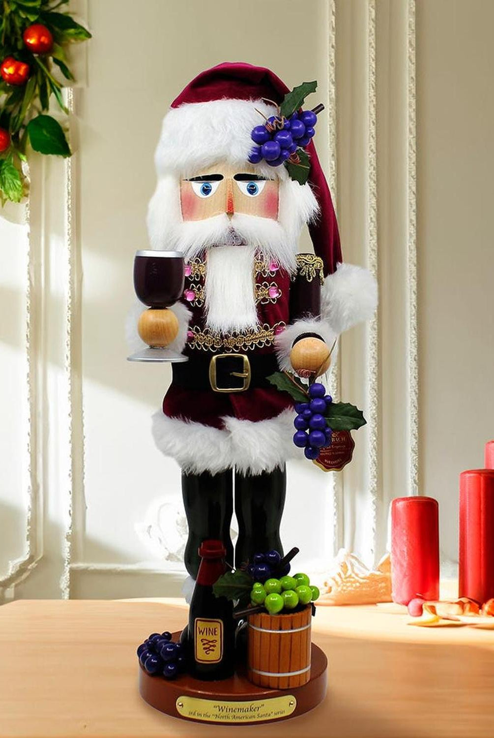 Kurt Adler 18.25-Inch Steinbach Winemaker Santa Nutcracker