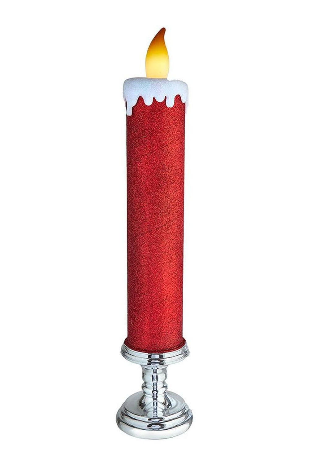 Kurt Adler 19.63-Inch Battery Operated Red Glittered Candle