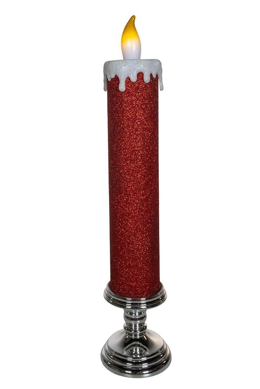 Kurt Adler 19.63-Inch Battery Operated Red Glittered Candle