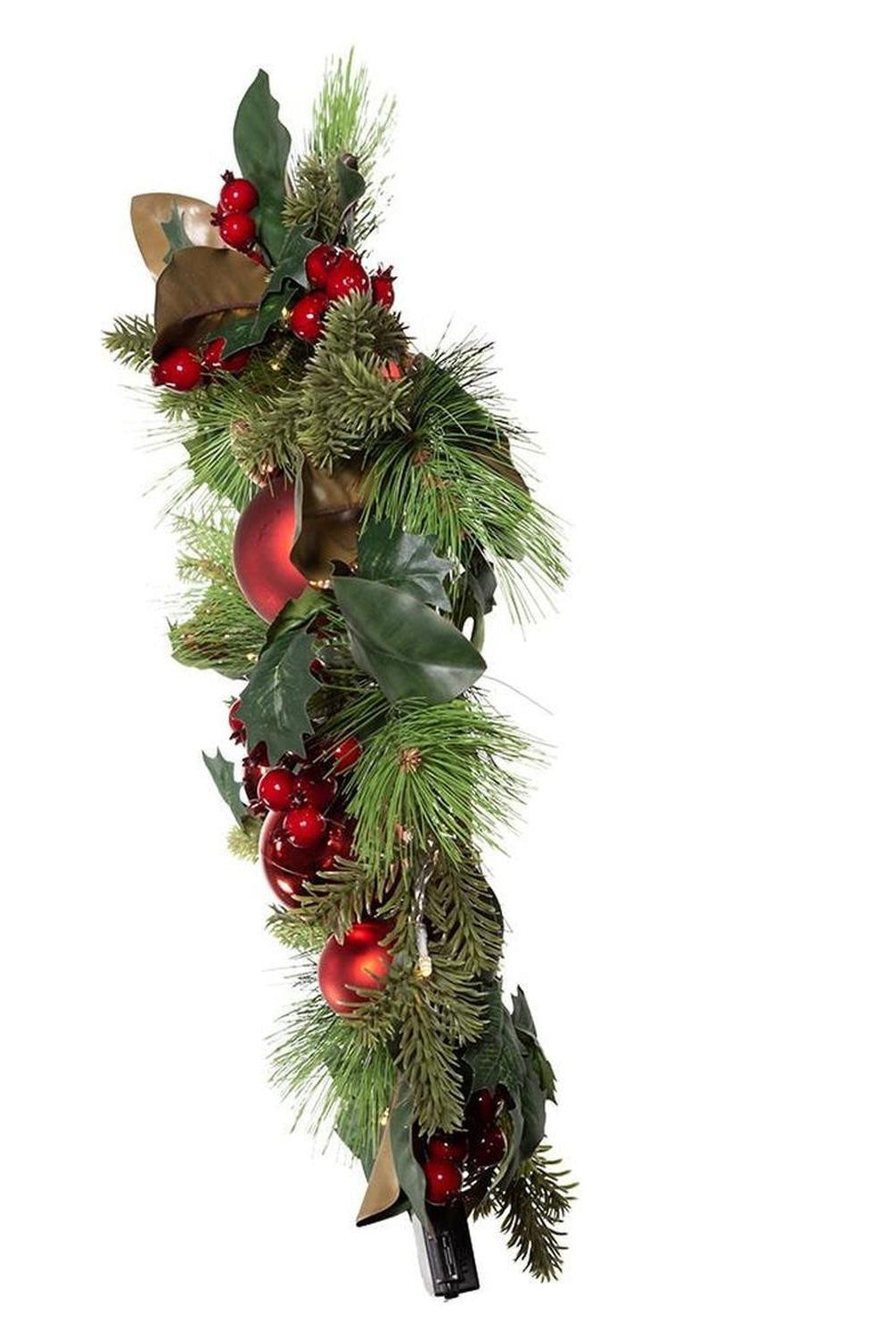 Kurt Adler 22-Inch Red Berries and Balls LED Wreath