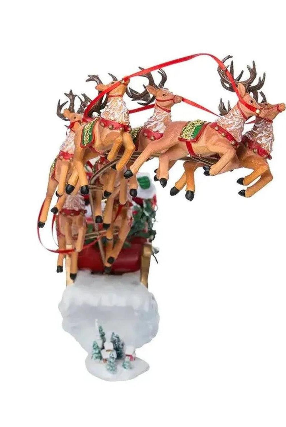 Kurt Adler 24" Fabriché Musical Santa with Eight Reindeer (Set of 2)