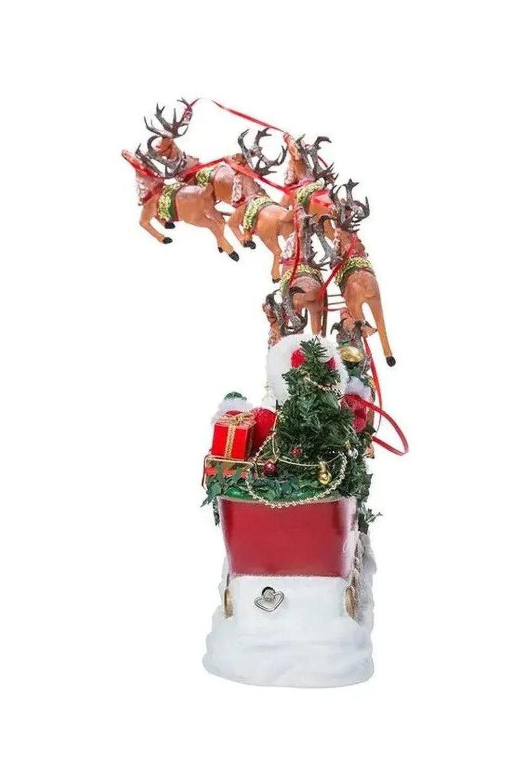 Kurt Adler 24" Fabriché Musical Santa with Eight Reindeer (Set of 2)