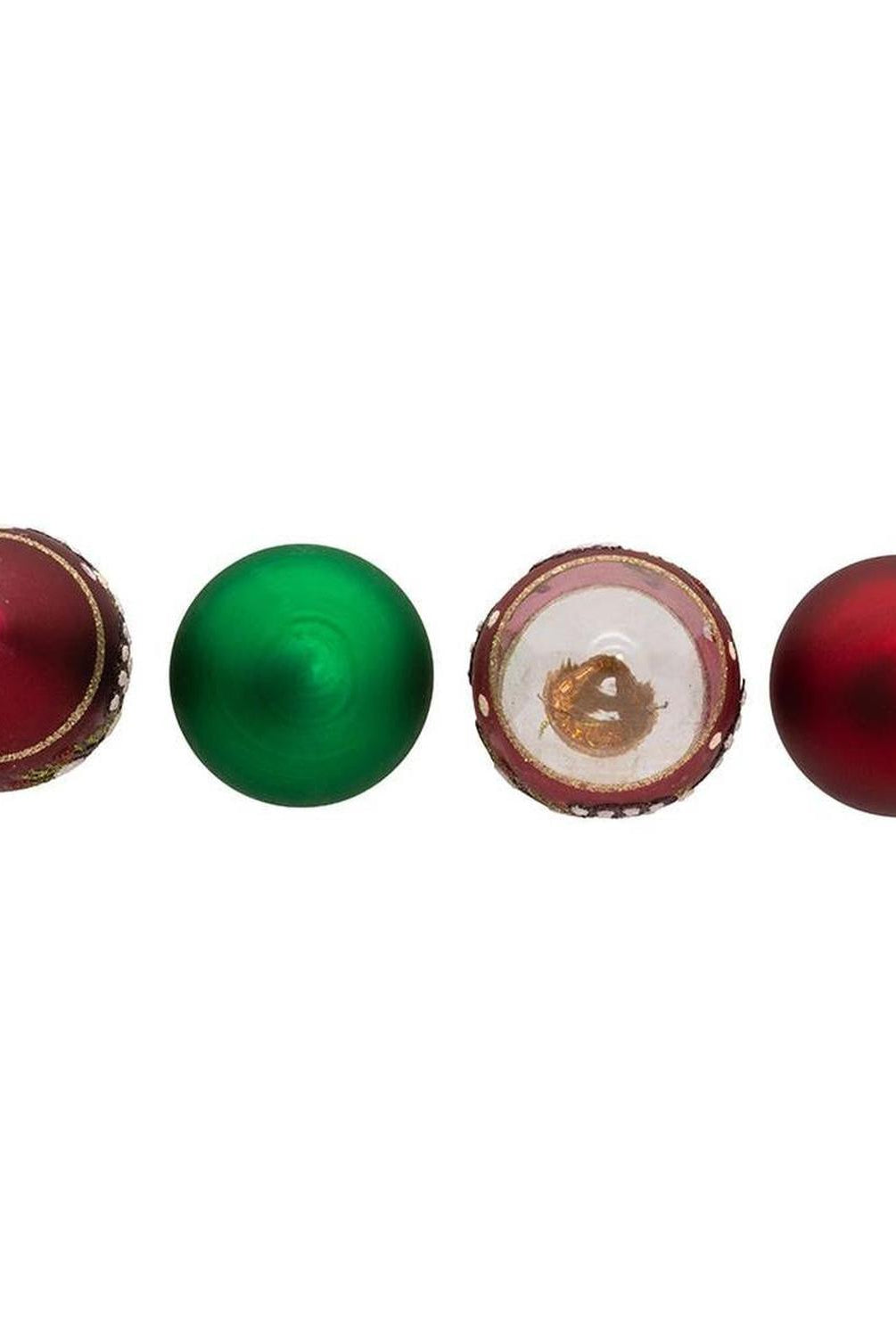 Kurt Adler 35MM Glass Green and Burgundy Ornament Set