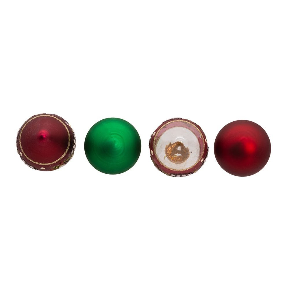 Shop For Kurt Adler 35MM Glass Green and Burgundy Ornament Set