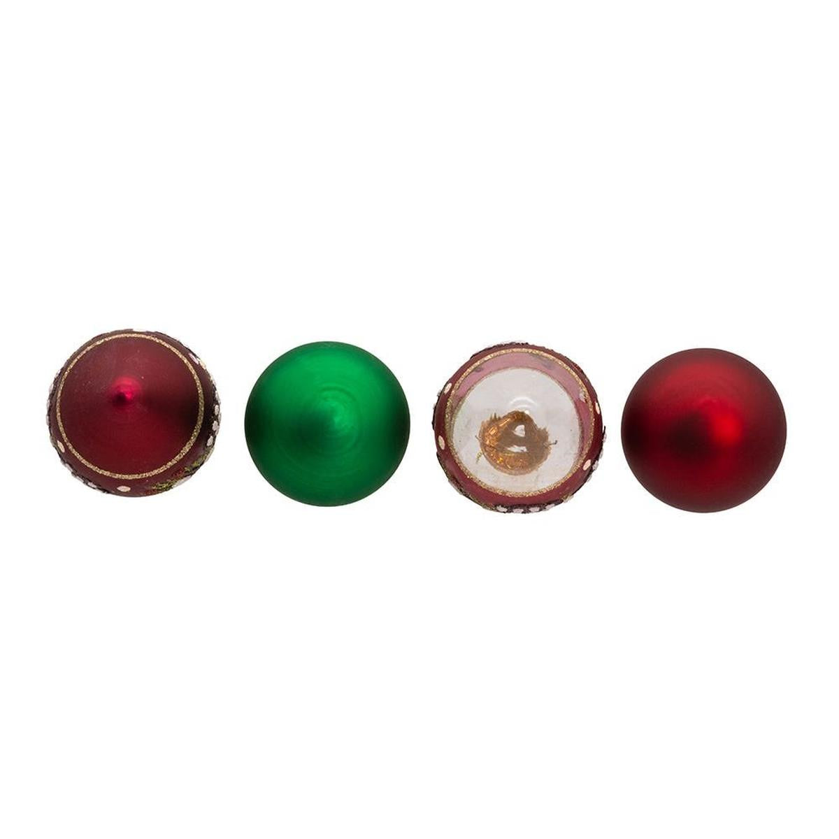 Shop For Kurt Adler 35MM Glass Green and Burgundy Ornament Set