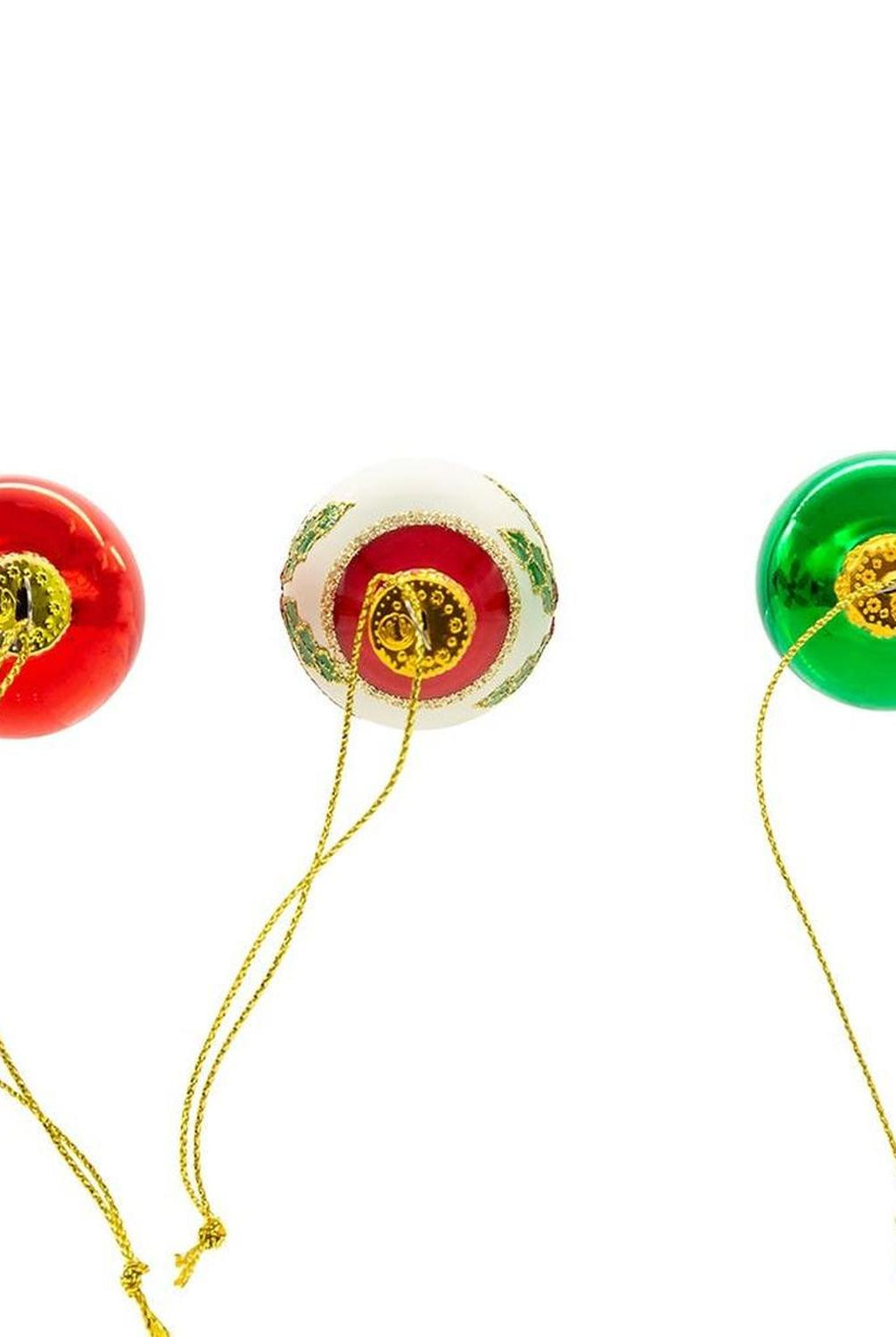 Kurt Adler 35MM Glass Green and Red Ball and Finial (Set of 12)