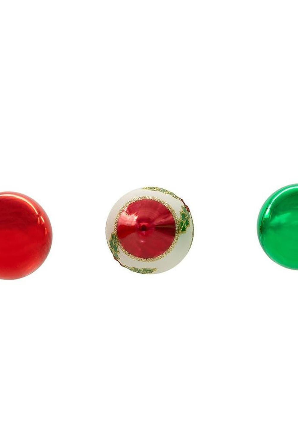 Kurt Adler 35MM Glass Green and Red Ball and Finial (Set of 12)